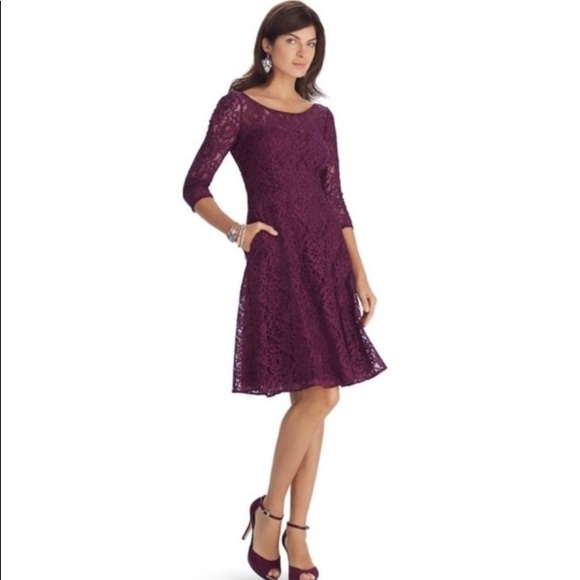 White House Black Market White Cap Sleeve Lace Fit /& Flare Dress Sz 12 NWT
